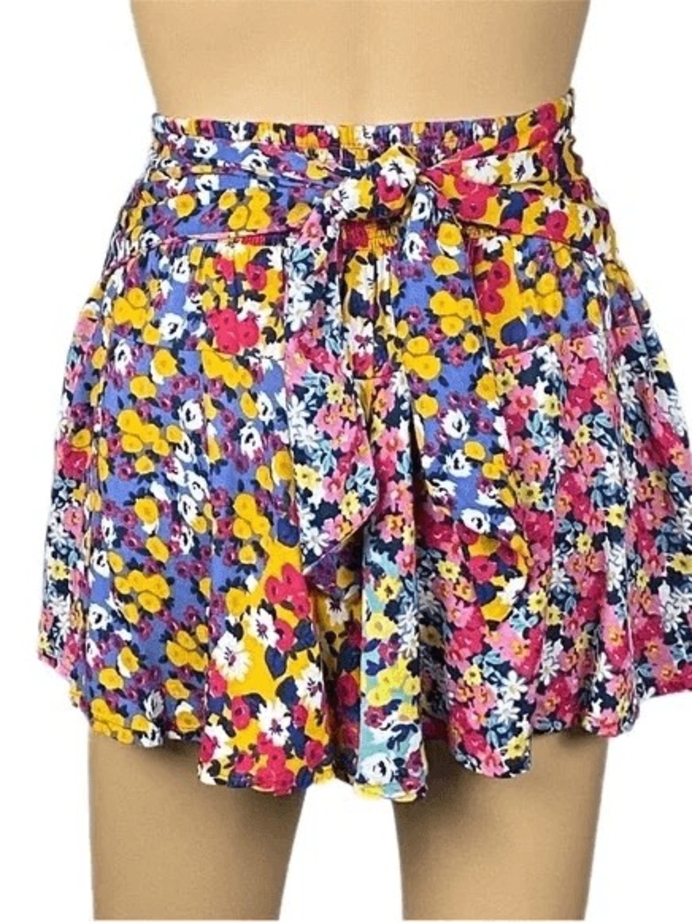 Patrons of Peace Floral Tie-Waist Mini Shorts - Multicolor